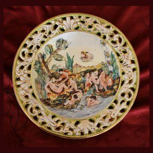 vintage limited edition Capodimonte wall plaque